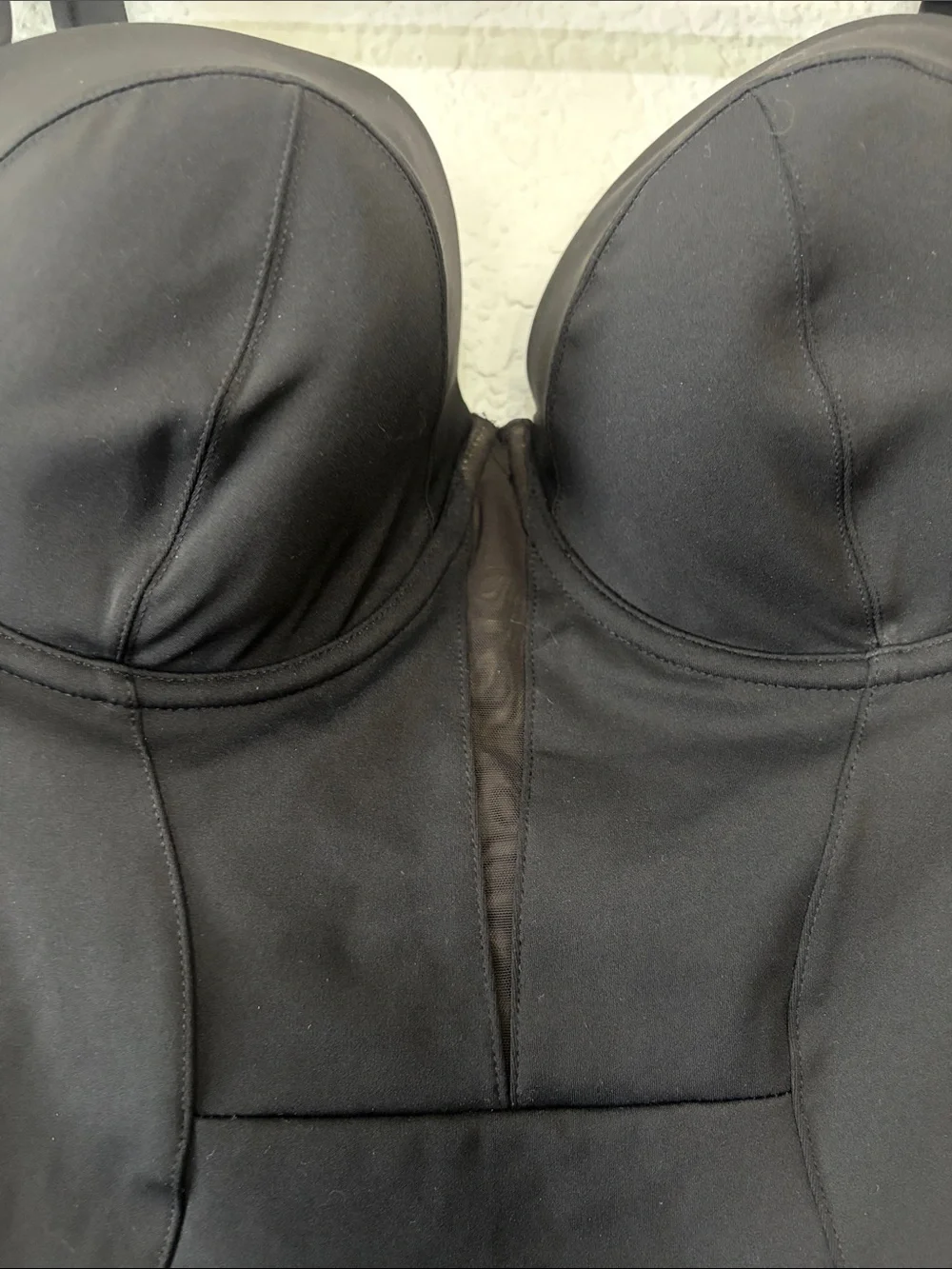 Ta3 Bombshell Black Slimming Lace Up Corset One Piece Swimsuit